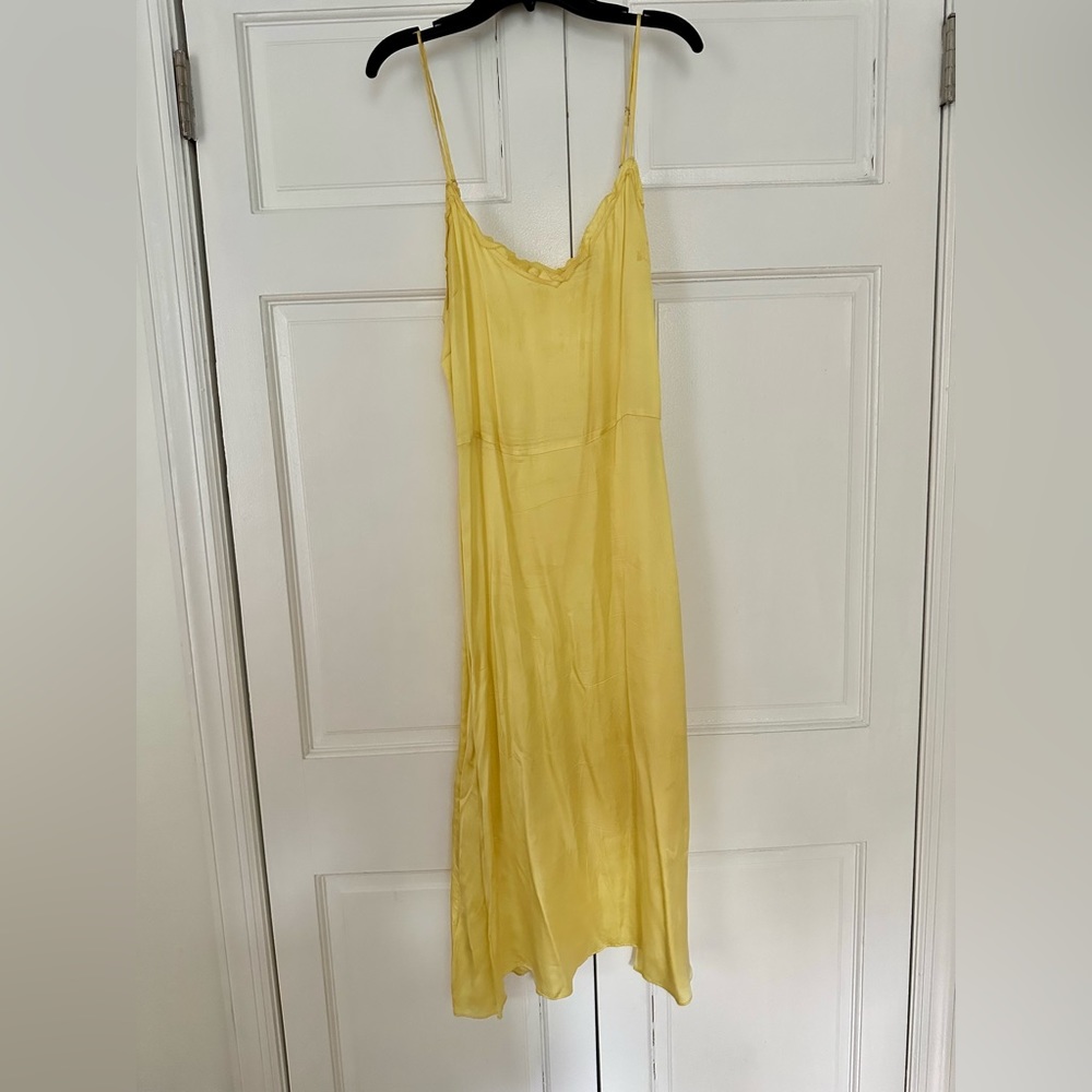 Aritzia Wilfred Yellow Silk Midi Dress